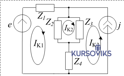 М245, Рис. 2 - Схема електричного кола для методу контурних струмів