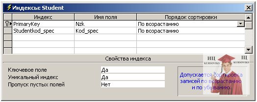 М5171, Рис. 2.5 - Вікно індексів