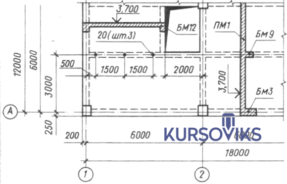 М456, Рис. 2.16 - Робоче креслення монолітного ребристого перекриття