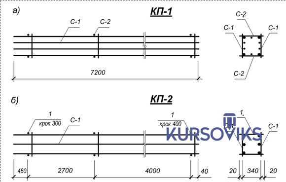 М456, Рис. 2.9 - Креслення просторових каркасів КП-1, КП-2