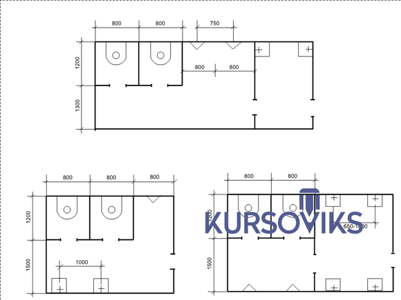 M301, 10, Планувальні схеми санітарних вузлів