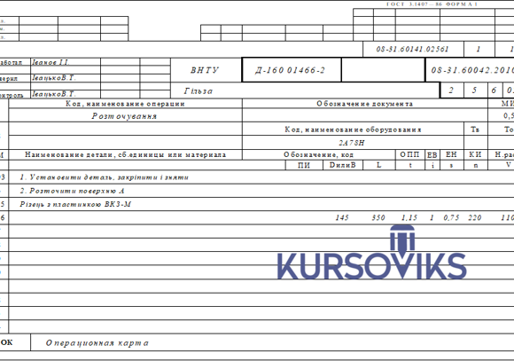 M150, 16, Операційна карта розточування